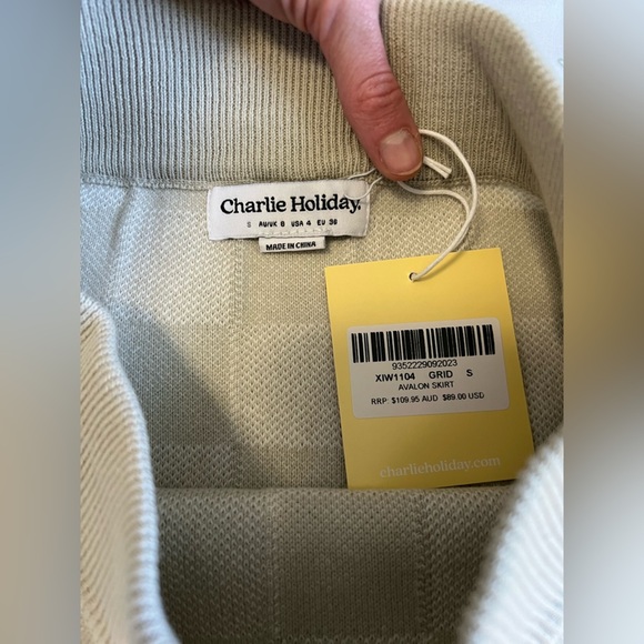 Charlie Holiday womens Avalon Checkered Skirt in White size 4 preppy academia - Picture 7 of 9